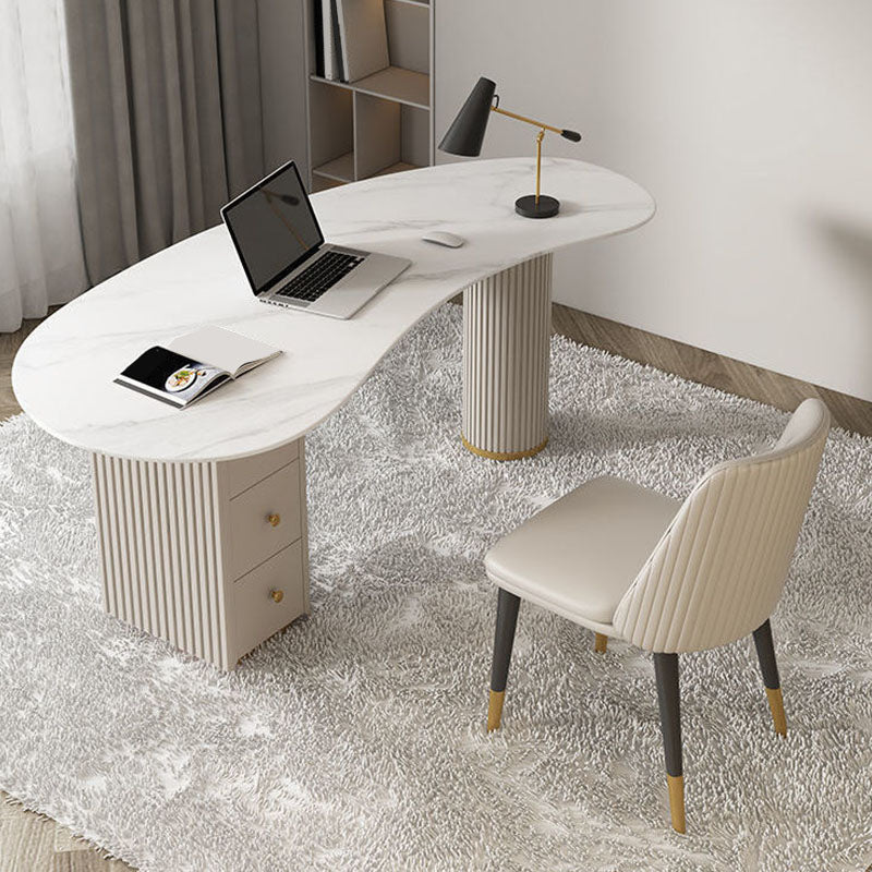 Escritorio de escritura de piedra contemporánea escritorio de la oficina en blanco con cajones