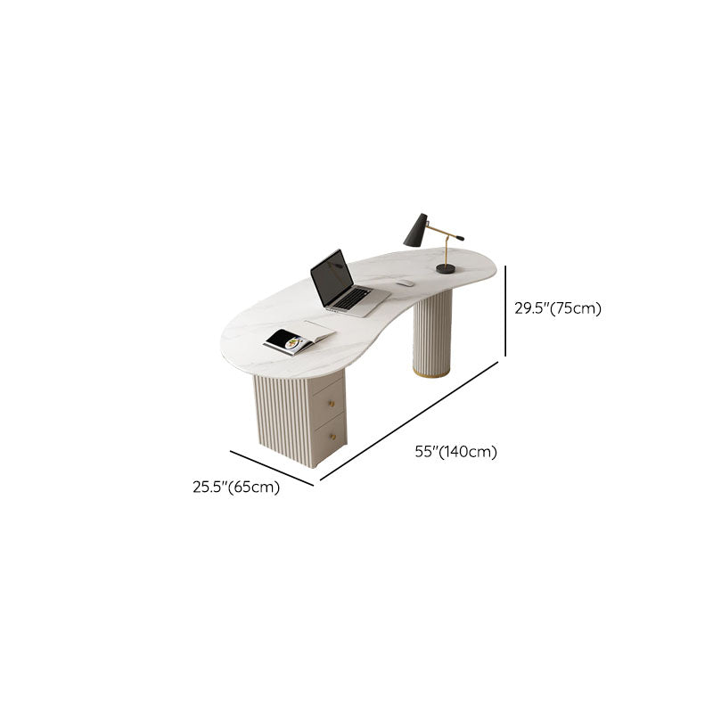 Escritorio de escritura de piedra contemporánea escritorio de la oficina en blanco con cajones