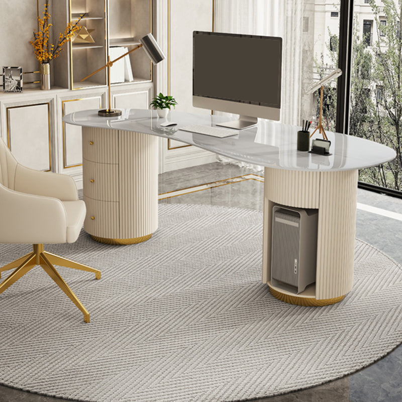 Bureau de bureau en pierre moderne de 29,53 pouces de haut de 3 tirages