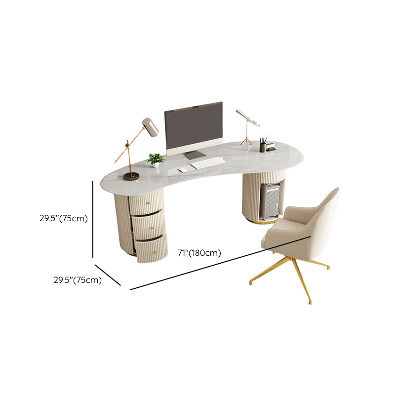 Bureau de bureau en pierre moderne de 29,53 pouces de haut de 3 tirages