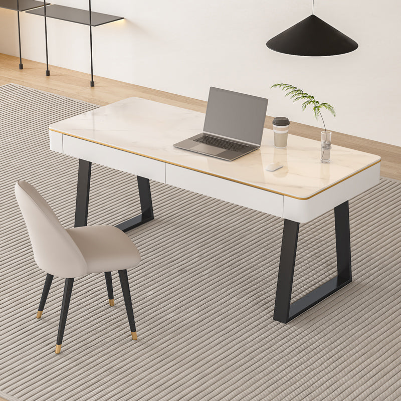 Scrivania per ufficio in pietra moderna 29,53 "scrivania alta con base a slitta