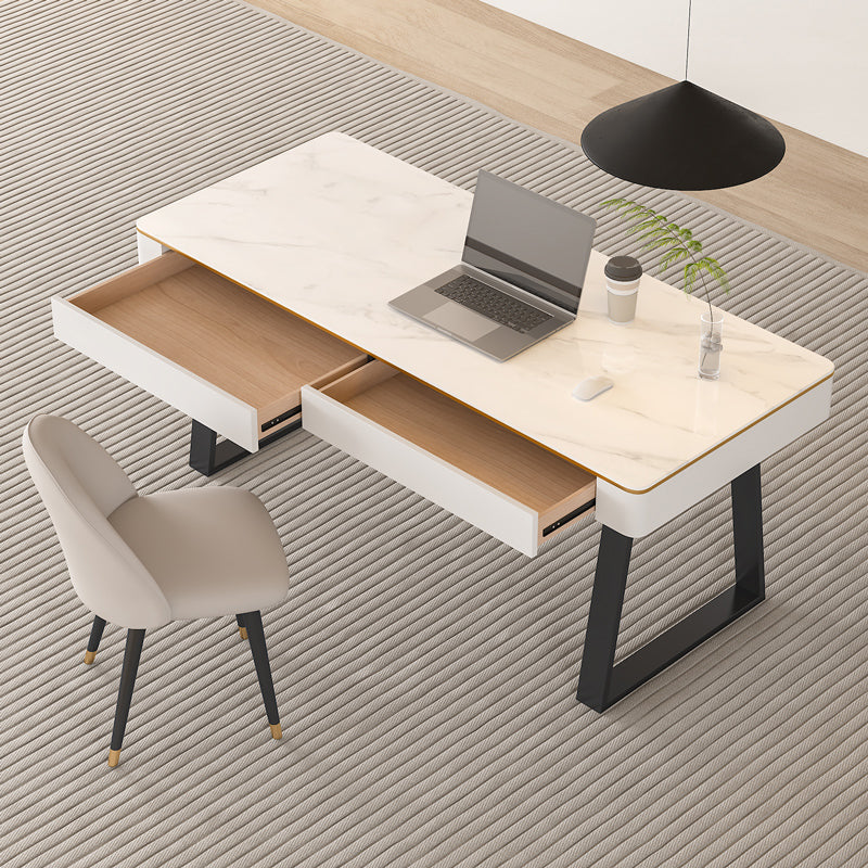 Scrivania per ufficio in pietra moderna 29,53 "scrivania alta con base a slitta