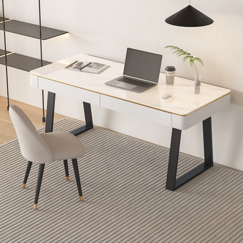 Scrivania per ufficio in pietra moderna 29,53 "scrivania alta con base a slitta