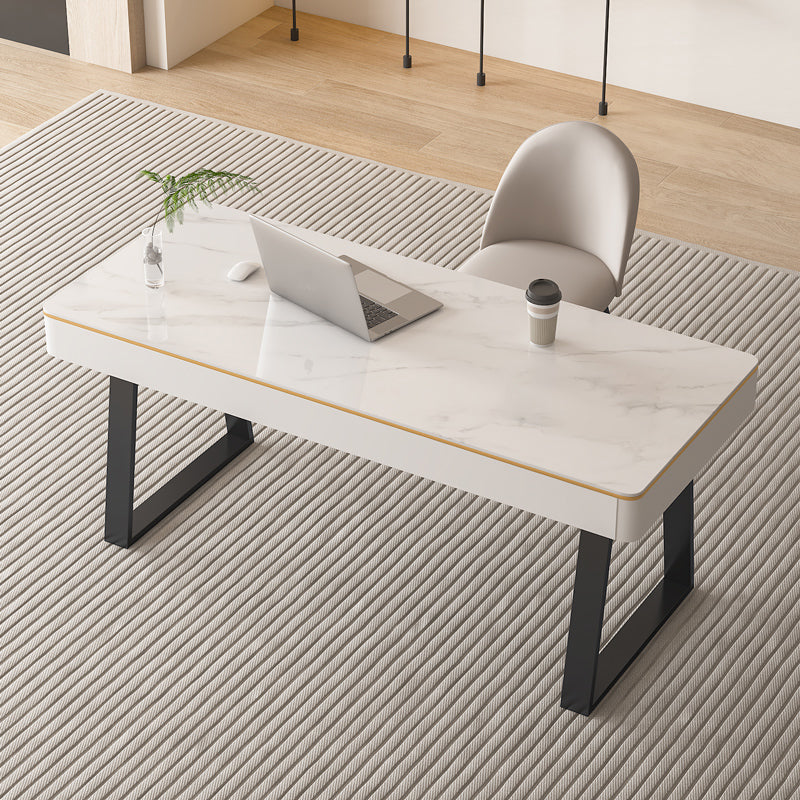 Scrivania per ufficio in pietra moderna 29,53 "scrivania alta con base a slitta
