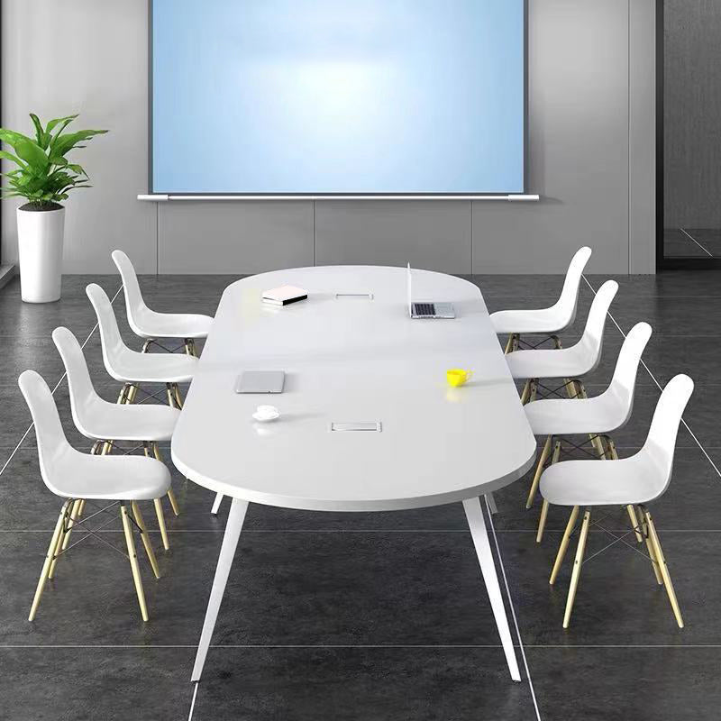 Escritorio de oficina de madera contemporánea Base de escritura ovalada