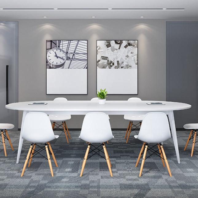 Escritorio de oficina de madera contemporánea Base de escritura ovalada