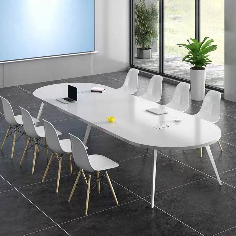 Escritorio de oficina de madera contemporánea Base de escritura ovalada