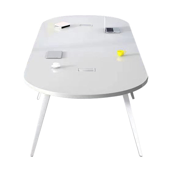 Escritorio de oficina de madera contemporánea Base de escritura ovalada