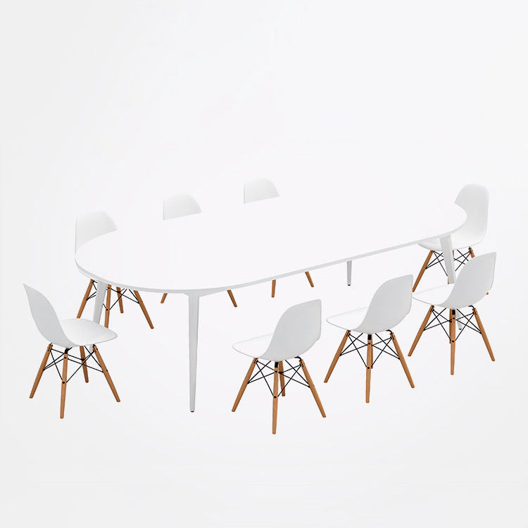 Escritorio de oficina de madera contemporánea Base de escritura ovalada