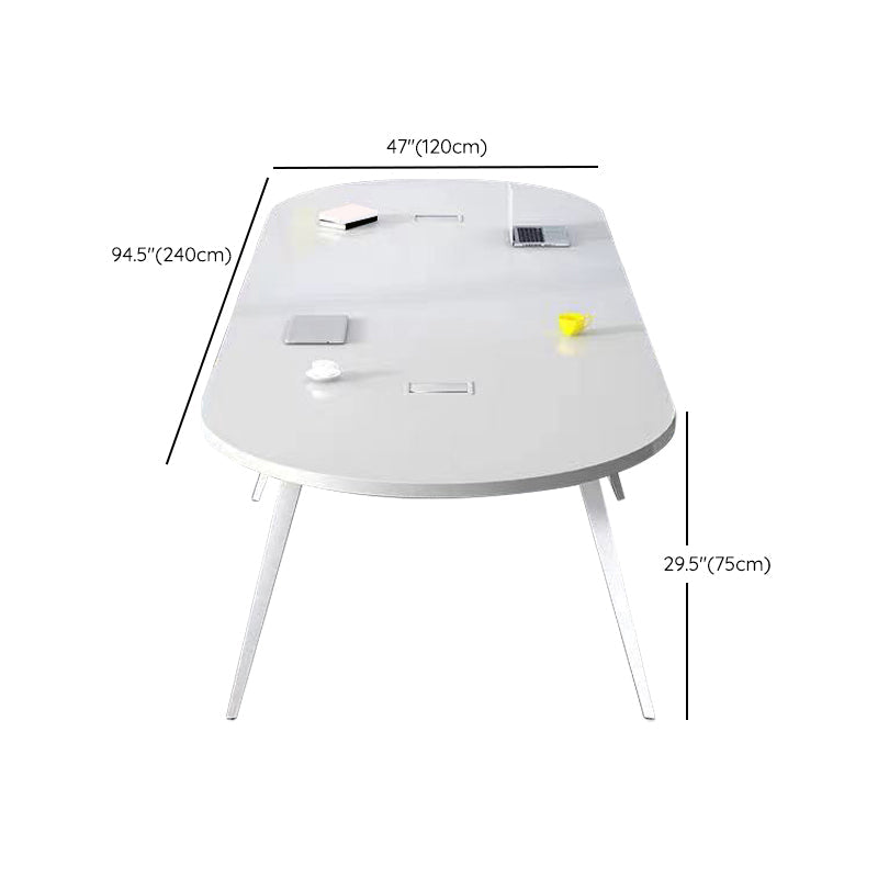 Escritorio de oficina de madera contemporánea Base de escritura ovalada