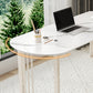 Contemporary Stone Writing Desk Bedroom Office Desk with White Legs Clearhalo 'furn' 'furn_office_desk' 'Furniture' 'Office Desks' 'Office Furniture' 'office_desk' 6665570