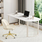 Contemporary Stone Writing Desk Bedroom Office Desk with White Legs Clearhalo 'furn' 'furn_office_desk' 'Furniture' 'Office Desks' 'Office Furniture' 'office_desk' 6665575