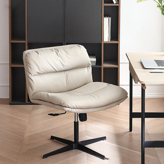Modern Armless Desk Chair Adjustable Seat Height Office Chair White 1 Piece