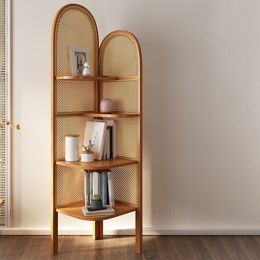 Contemporary Wooden Bookshelf Corner 4 Shelves Closed Back Bookcase Clearhalo 'Bookcases' 'furn' 'furn_bookcases' 'Furniture' 'Office Furniture' 6666276