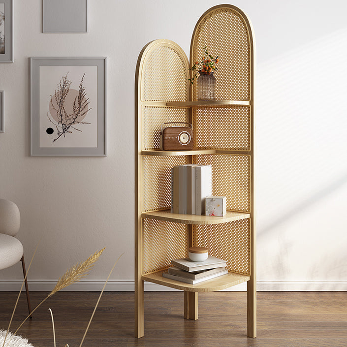 Contemporary Wooden Bookshelf Corner 4 Shelves Closed Back Bookcase Clearhalo 'Bookcases' 'furn' 'furn_bookcases' 'Furniture' 'Office Furniture' 6666285