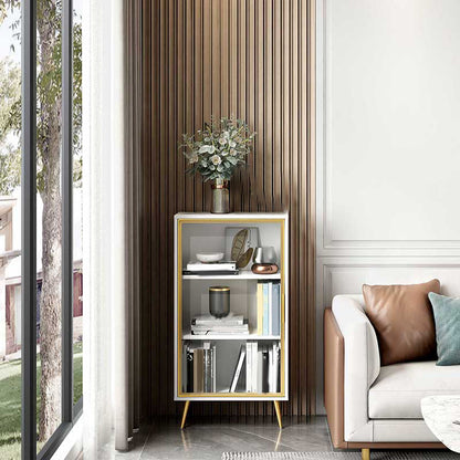 Glam Engineered Wood Bookcase Standard Closed Back Bookshelf with Cabinets