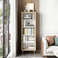 Glam Engineered Wood Bookcase Standard Closed Back Bookshelf with Cabinets