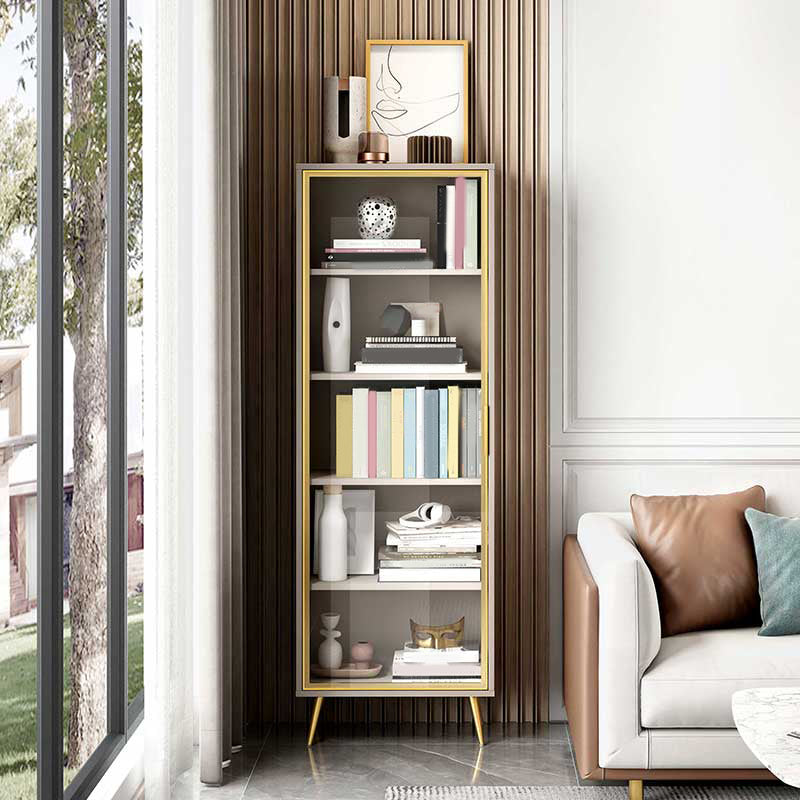 Glam Engineered Wood Bookcase Standard Closed Back Bookshelf with Cabinets