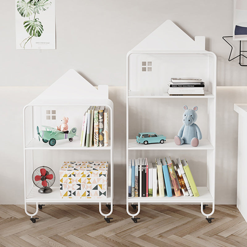 Contemporary Antique Finish Shelf Bookcase Metal Bookshelf with Shelves