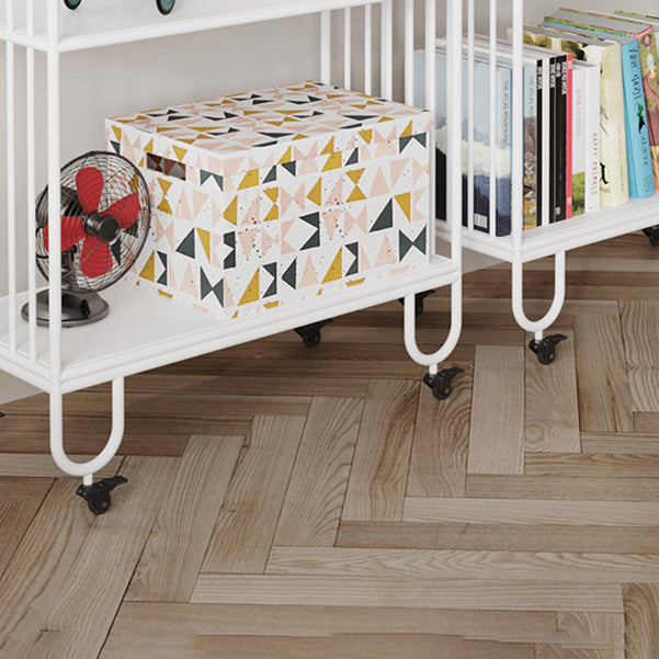 Contemporary Antique Finish Shelf Bookcase Metal Bookshelf with Shelves