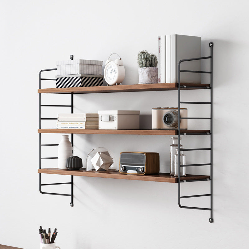 Engineered Wood Bookcase Floating Industrial Closed Back Bookshelf Nut-Brown 3 Clearhalo 'Bookcases' 'furn' 'furn_bookcases' 'Furniture' 'Office Furniture' 6666432