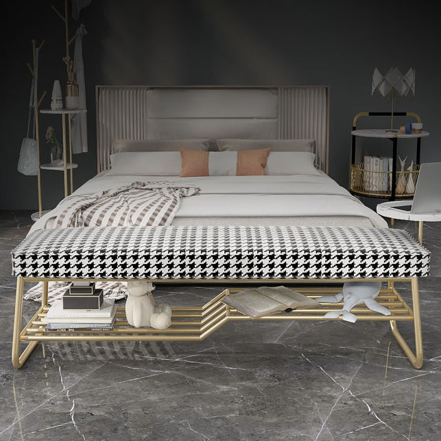 Glam Seating Bench Cushioned 14" W Rectangle Shoe Storage Entryway and Bedroom Bench Clearhalo 'Benches' 'Chairs & Seating' 'furn' 'furn_benches' 'Furniture' 'Living Room Furniture' 6666936