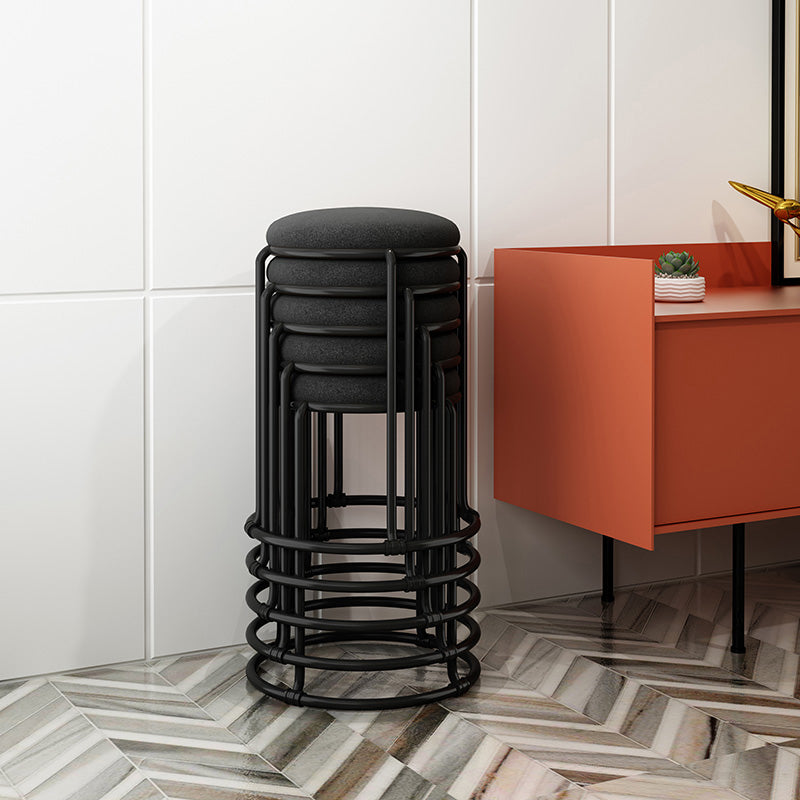 Black Modern Standard Water Resistant Round Standard for Home Decor Clearhalo 'furn' 'furn_ottomans_poufs' 'Furniture' 'Living Room Furniture' 'Ottomans & Poufs' 'ottomans_poufs' 6668336