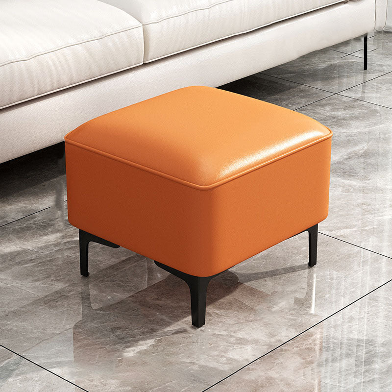 Water Resistant Modern Ottoman Whole Colored Faux Leather Square Ottoman Orange 1 Piece Clearhalo 'furn' 'furn_ottomans_poufs' 'Furniture' 'Living Room Furniture' 'Ottomans & Poufs' 'ottomans_poufs' 6668352