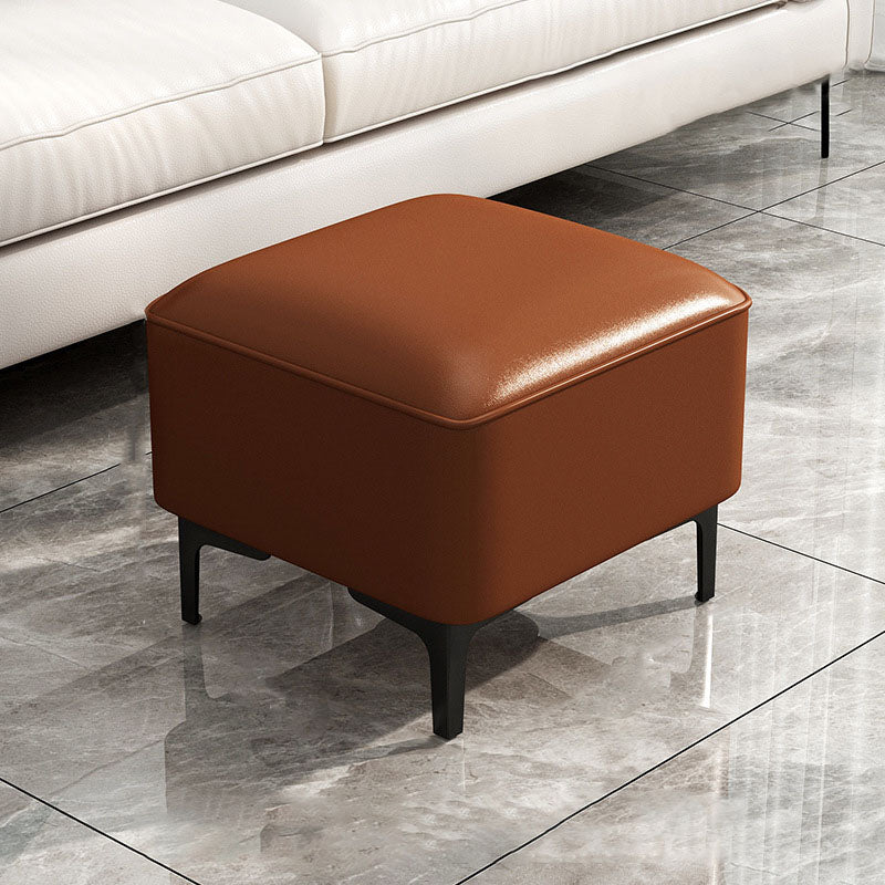Water Resistant Modern Ottoman Whole Colored Faux Leather Square Ottoman Brown 1 Piece Clearhalo 'furn' 'furn_ottomans_poufs' 'Furniture' 'Living Room Furniture' 'Ottomans & Poufs' 'ottomans_poufs' 6668354