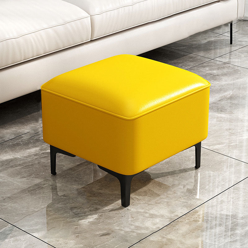 Water Resistant Modern Ottoman Whole Colored Faux Leather Square Ottoman Yellow 1 Piece Clearhalo 'furn' 'furn_ottomans_poufs' 'Furniture' 'Living Room Furniture' 'Ottomans & Poufs' 'ottomans_poufs' 6668358