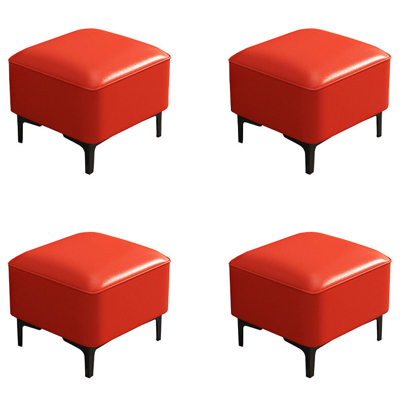 Water Resistant Modern Ottoman Whole Colored Faux Leather Square Ottoman Red 4 Piece Set Clearhalo 'furn' 'furn_ottomans_poufs' 'Furniture' 'Living Room Furniture' 'Ottomans & Poufs' 'ottomans_poufs' 6668363