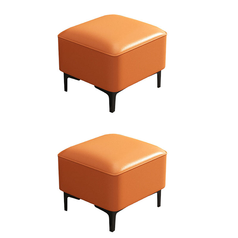 Water Resistant Modern Ottoman Whole Colored Faux Leather Square Ottoman Orange 2 Piece Set Clearhalo 'furn' 'furn_ottomans_poufs' 'Furniture' 'Living Room Furniture' 'Ottomans & Poufs' 'ottomans_poufs' 6668365