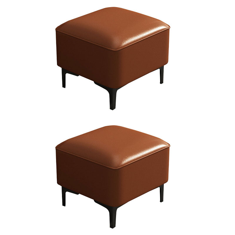 Water Resistant Modern Ottoman Whole Colored Faux Leather Square Ottoman Brown 2 Piece Set Clearhalo 'furn' 'furn_ottomans_poufs' 'Furniture' 'Living Room Furniture' 'Ottomans & Poufs' 'ottomans_poufs' 6668369