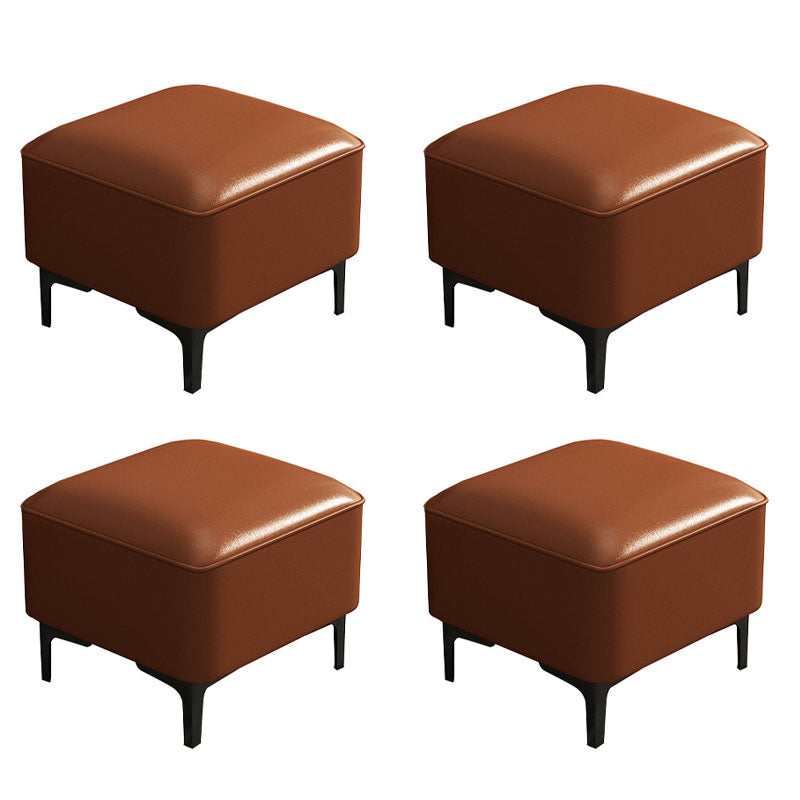 Water Resistant Modern Ottoman Whole Colored Faux Leather Square Ottoman Brown 4 Piece Set Clearhalo 'furn' 'furn_ottomans_poufs' 'Furniture' 'Living Room Furniture' 'Ottomans & Poufs' 'ottomans_poufs' 6668370