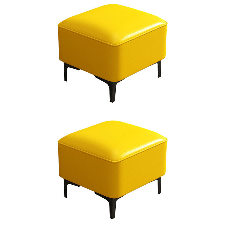 Water Resistant Modern Ottoman Whole Colored Faux Leather Square Ottoman Yellow 2 Piece Set Clearhalo 'furn' 'furn_ottomans_poufs' 'Furniture' 'Living Room Furniture' 'Ottomans & Poufs' 'ottomans_poufs' 6668376