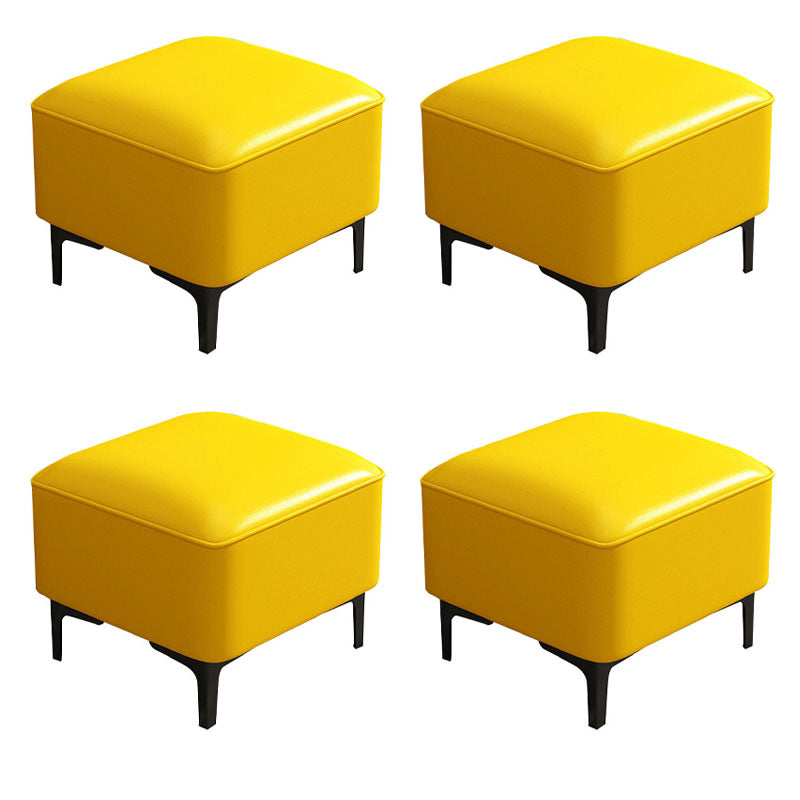 Water Resistant Modern Ottoman Whole Colored Faux Leather Square Ottoman Yellow 4 Piece Set Clearhalo 'furn' 'furn_ottomans_poufs' 'Furniture' 'Living Room Furniture' 'Ottomans & Poufs' 'ottomans_poufs' 6668378