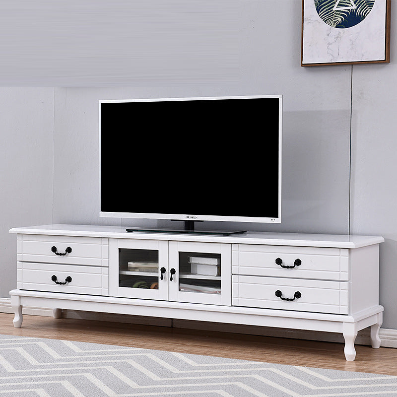 Modern TV Media Console Wooden TV Media Stand with 4 Drawers White Clearhalo 'furn' 'furn_tv_stands_entertainment_centers' 'Furniture' 'Living Room Furniture' 'TV Stands & Entertainment Centers' 'TV Stands & Media Storage Furniture' 'tv_stands_entertainment_centers' 6669027