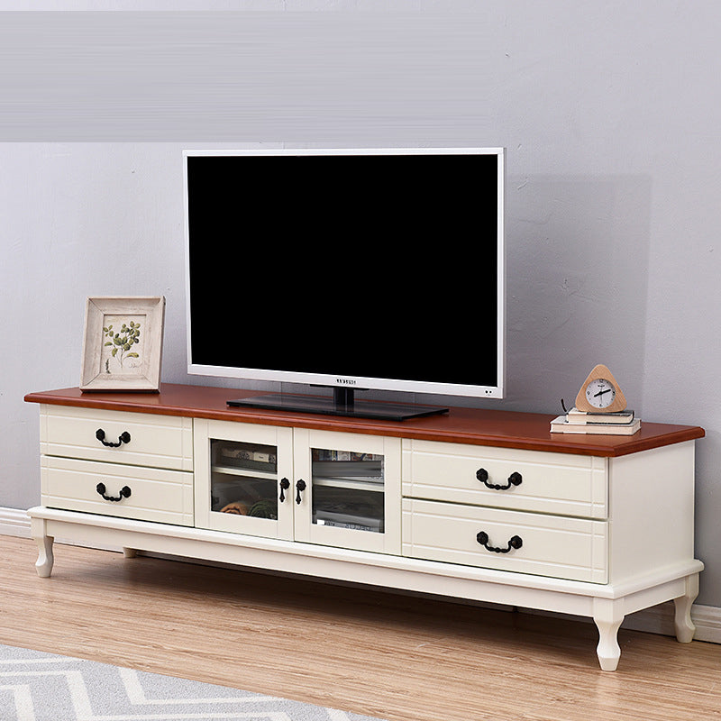 Modern TV Media Console Wooden TV Media Stand with 4 Drawers Burgundy-White Clearhalo 'furn' 'furn_tv_stands_entertainment_centers' 'Furniture' 'Living Room Furniture' 'TV Stands & Entertainment Centers' 'TV Stands & Media Storage Furniture' 'tv_stands_entertainment_centers' 6669030