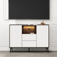 Contemporary Faux Wood TV Stand 2 Drawers and 2 Doors TV Cabinet 48"L x 9"W x 35"H White Clearhalo 'furn' 'furn_tv_stands_entertainment_centers' 'Furniture' 'Living Room Furniture' 'TV Stands & Entertainment Centers' 'TV Stands & Media Storage Furniture' 'tv_stands_entertainment_centers' 6669091