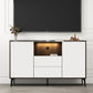 Contemporary Faux Wood TV Stand 2 Drawers and 2 Doors TV Cabinet White Clearhalo 'furn' 'furn_tv_stands_entertainment_centers' 'Furniture' 'Living Room Furniture' 'TV Stands & Entertainment Centers' 'TV Stands & Media Storage Furniture' 'tv_stands_entertainment_centers' 6669092