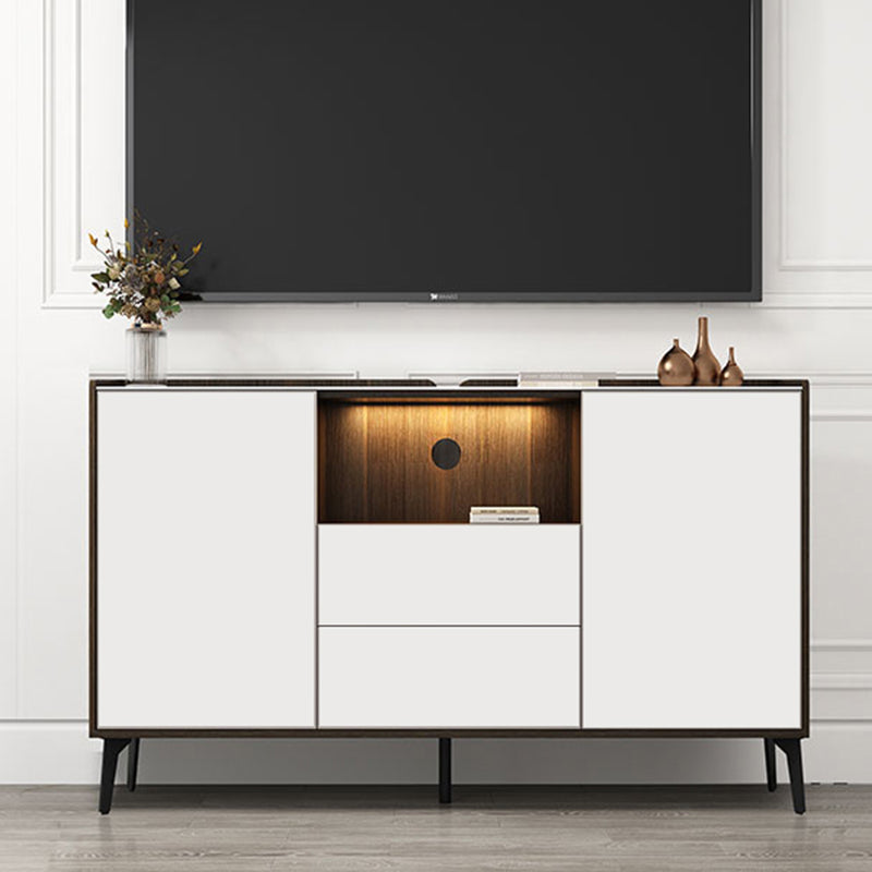 Contemporary Faux Wood TV Stand 2 Drawers and 2 Doors TV Cabinet White Clearhalo 'furn' 'furn_tv_stands_entertainment_centers' 'Furniture' 'Living Room Furniture' 'TV Stands & Entertainment Centers' 'TV Stands & Media Storage Furniture' 'tv_stands_entertainment_centers' 6669092