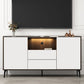 Contemporary Faux Wood TV Stand 2 Drawers and 2 Doors TV Cabinet White Clearhalo 'furn' 'furn_tv_stands_entertainment_centers' 'Furniture' 'Living Room Furniture' 'TV Stands & Entertainment Centers' 'TV Stands & Media Storage Furniture' 'tv_stands_entertainment_centers' 6669094