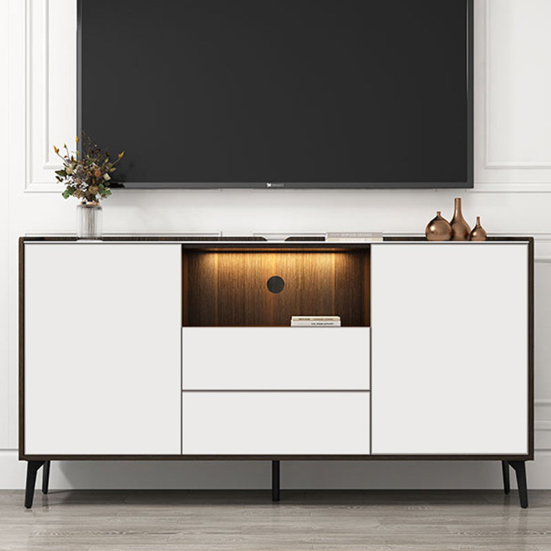 Contemporary Faux Wood TV Stand 2 Drawers and 2 Doors TV Cabinet White Clearhalo 'furn' 'furn_tv_stands_entertainment_centers' 'Furniture' 'Living Room Furniture' 'TV Stands & Entertainment Centers' 'TV Stands & Media Storage Furniture' 'tv_stands_entertainment_centers' 6669094