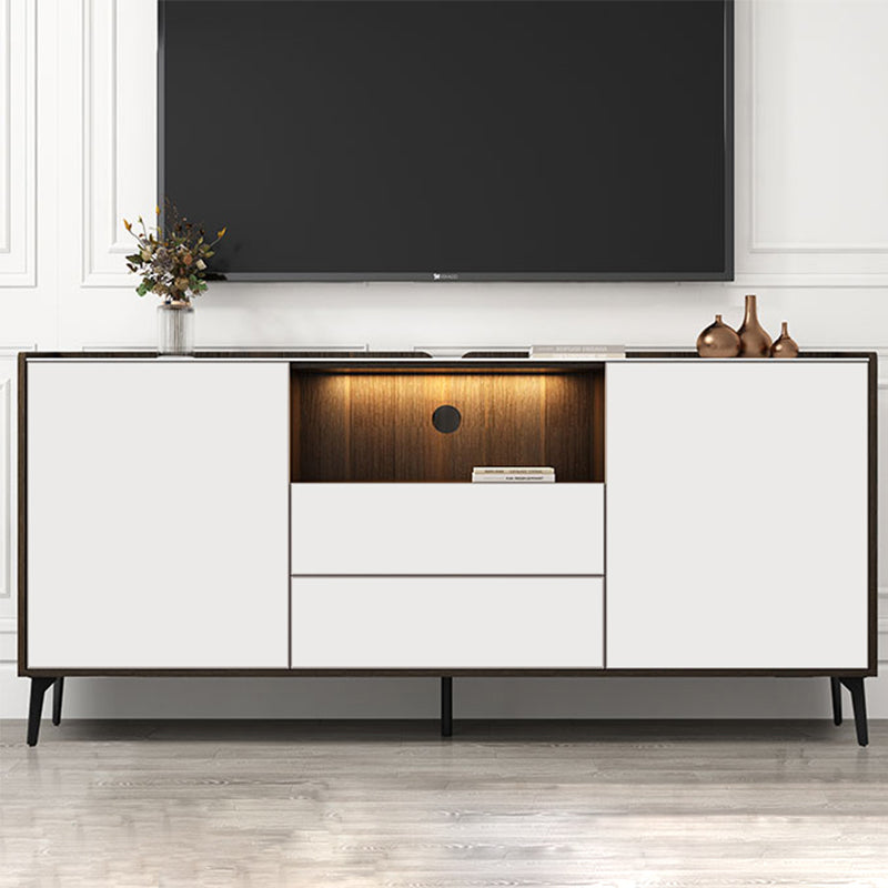 Contemporary Faux Wood TV Stand 2 Drawers and 2 Doors TV Cabinet White Clearhalo 'furn' 'furn_tv_stands_entertainment_centers' 'Furniture' 'Living Room Furniture' 'TV Stands & Entertainment Centers' 'TV Stands & Media Storage Furniture' 'tv_stands_entertainment_centers' 6669096