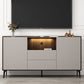 Contemporary Faux Wood TV Stand 2 Drawers and 2 Doors TV Cabinet 64"L x 9"W x 35"H Champagne Clearhalo 'furn' 'furn_tv_stands_entertainment_centers' 'Furniture' 'Living Room Furniture' 'TV Stands & Entertainment Centers' 'TV Stands & Media Storage Furniture' 'tv_stands_entertainment_centers' 6669103