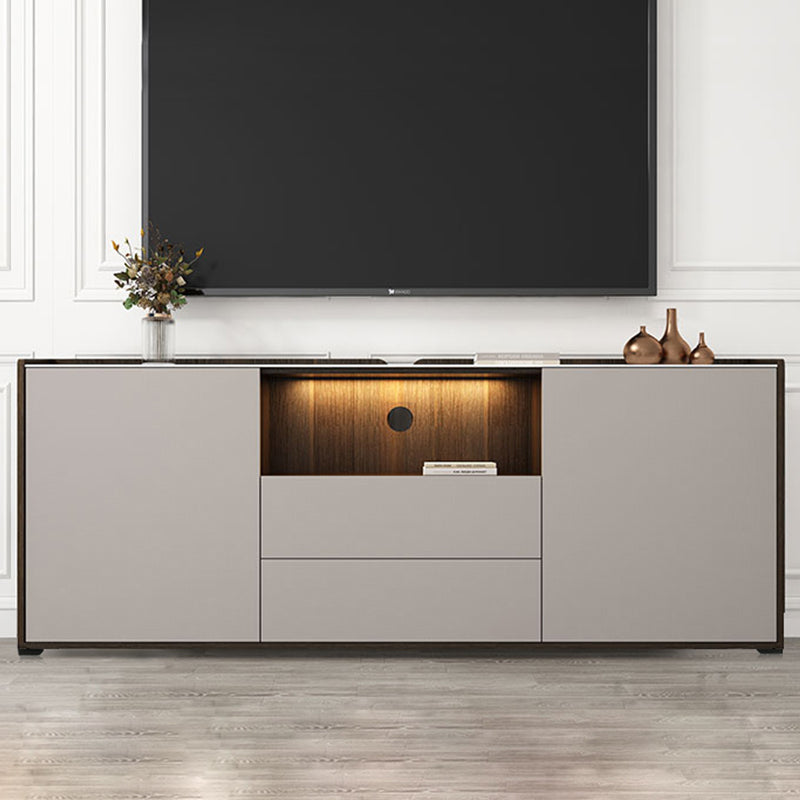 Contemporary Faux Wood TV Stand 2 Drawers and 2 Doors TV Cabinet Champagne Clearhalo 'furn' 'furn_tv_stands_entertainment_centers' 'Furniture' 'Living Room Furniture' 'TV Stands & Entertainment Centers' 'TV Stands & Media Storage Furniture' 'tv_stands_entertainment_centers' 6669104