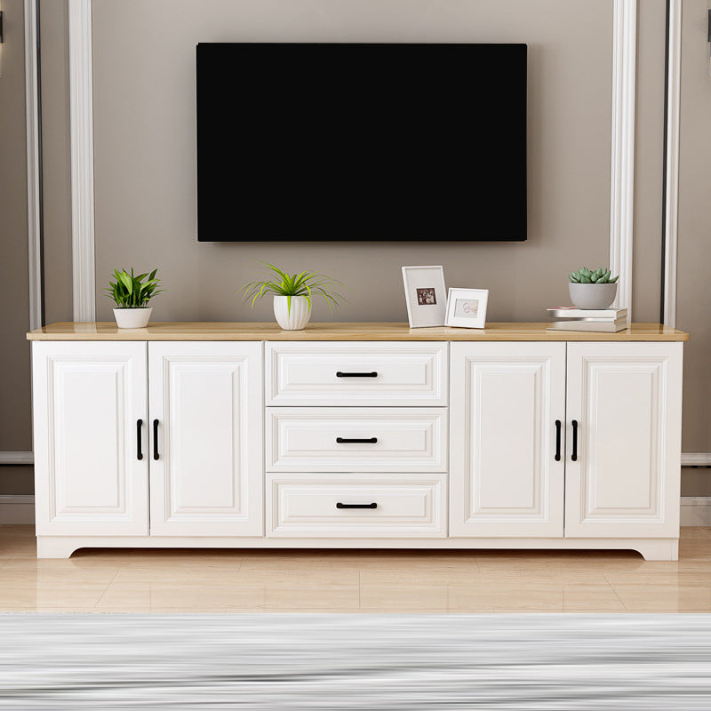 Consola multimedia de TV contemporánea, soporte multimedia de TV de madera para sala de estar