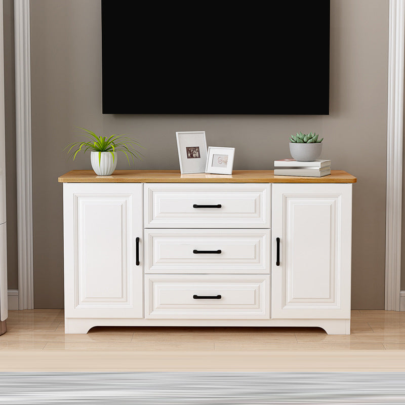 Consola multimedia de TV contemporánea, soporte multimedia de TV de madera para sala de estar