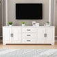 Consola multimedia de TV contemporánea, soporte multimedia de TV de madera para sala de estar