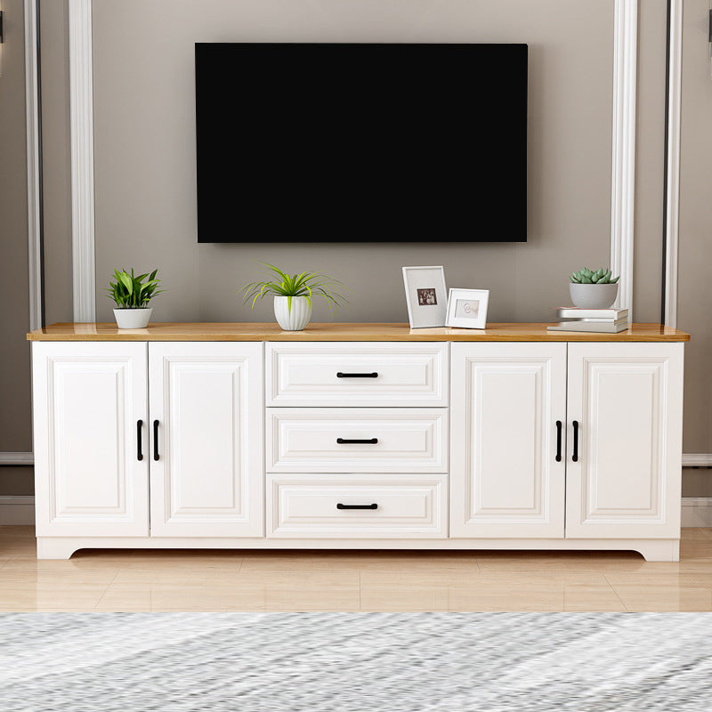 Consola multimedia de TV contemporánea, soporte multimedia de TV de madera para sala de estar